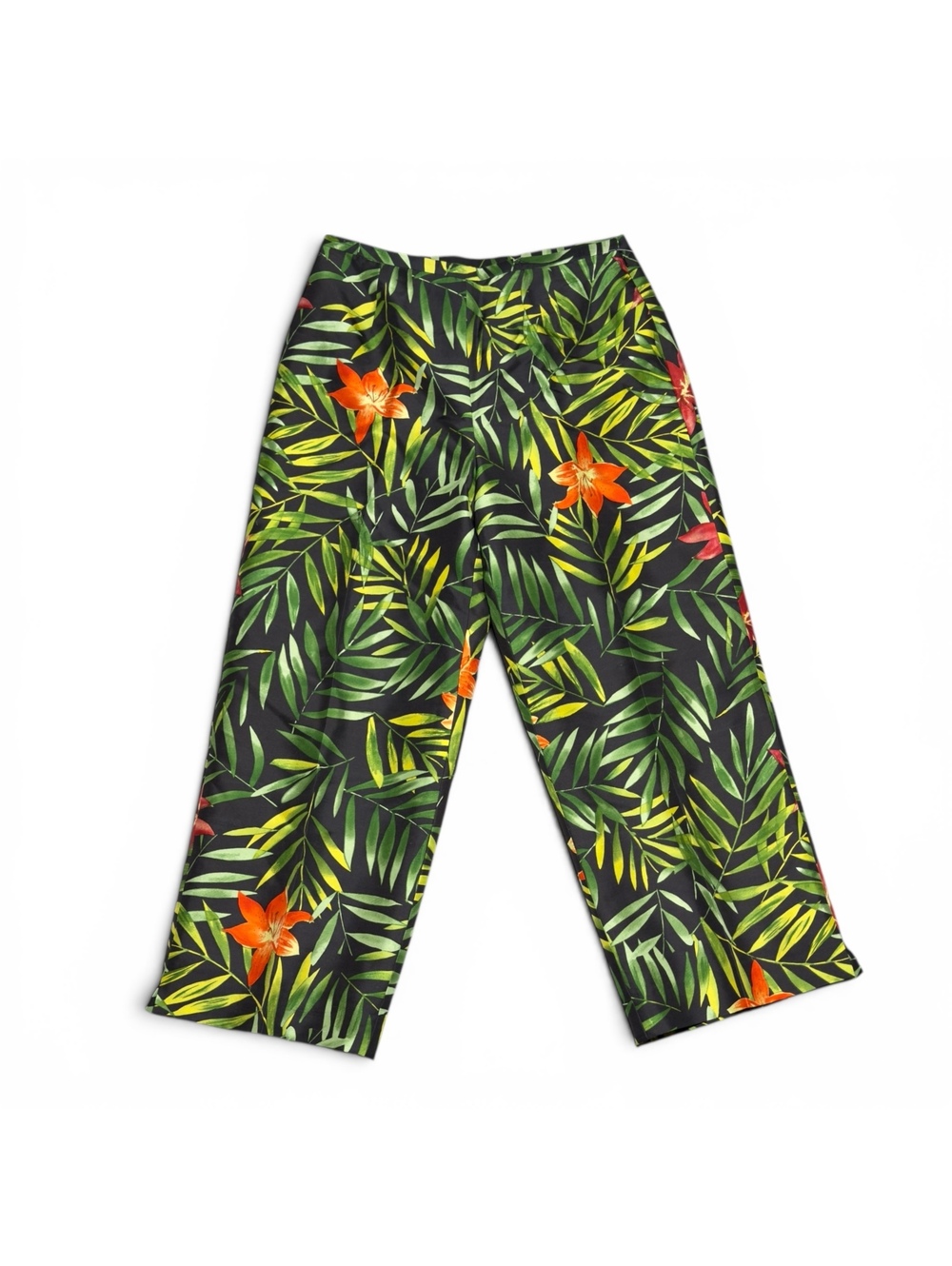 Vintage Deadstock Silk Club Collection Tropical Print Silk Pants Size 10